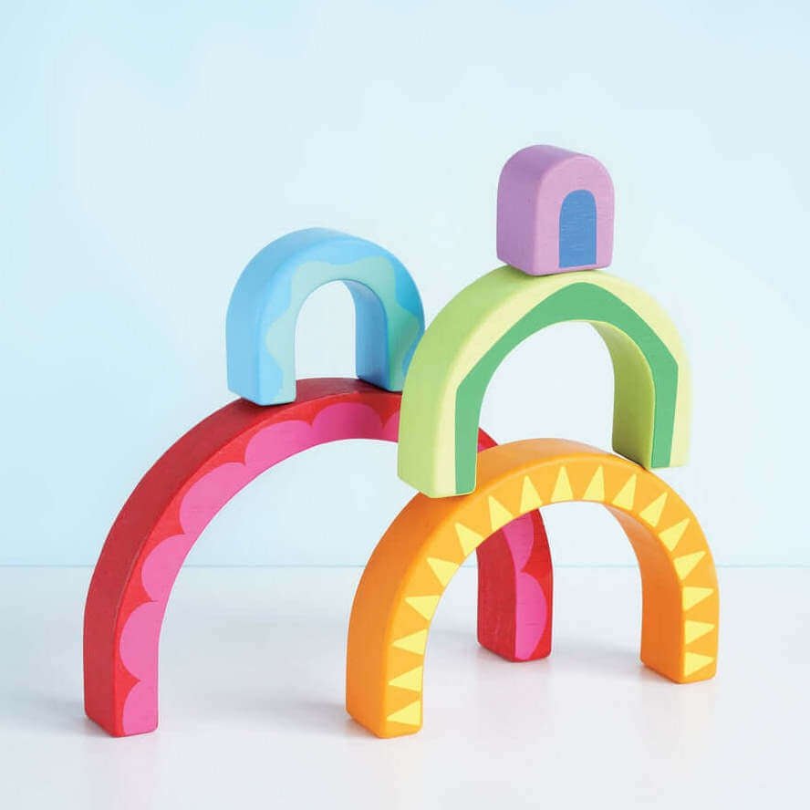 Lot De 6 Châteaux En Bois à Emboîter – à Décorer, Hauteur 13 Cm, Dès 3 Ans