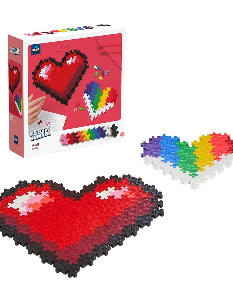 Puzzle by Number - Coeurs (250 pcs) Jeux de constructionPlus-Plus- Boutique LeoLudo