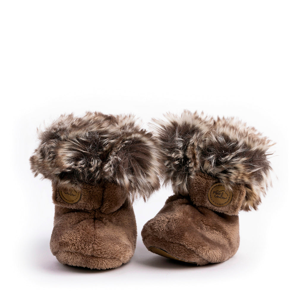 Bottines d'hiver en Minky avec fourrure pour bébé Moka - Petit Coulou - Boutique LeoLudo