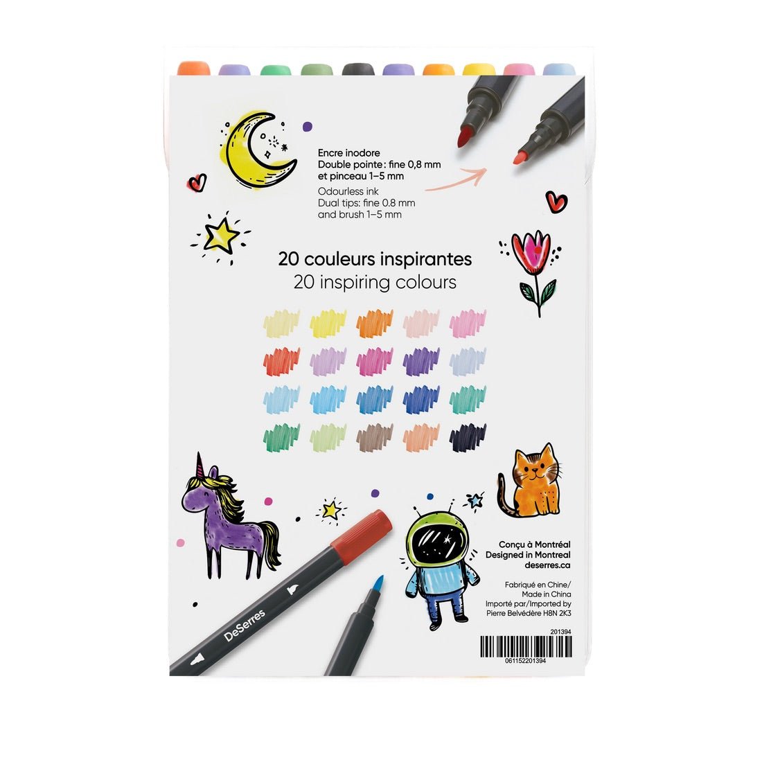 20 Marqueurs aquarelle pour enfant -Art & bricolage- Boutique LeoLudo -
