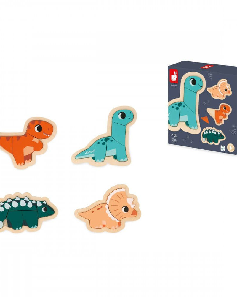 4 puzzles d'éveil évolutifs Dino (2 à 5 pcs.) - Casse - têtes - Boutique LeoLudo - Janod