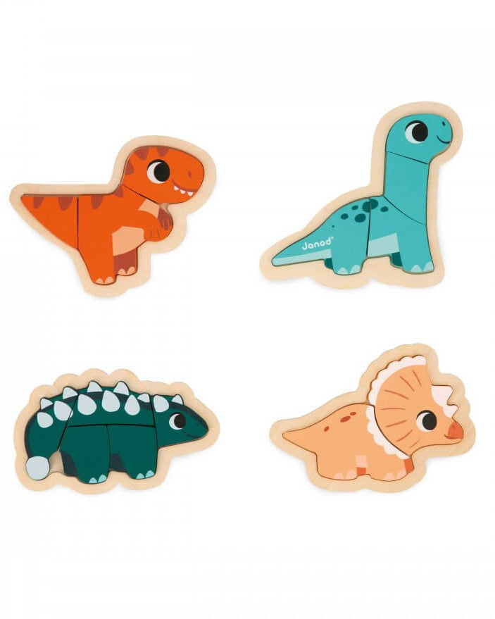 4 puzzles d'éveil évolutifs Dino (2 à 5 pcs.) - Casse - têtes - Boutique LeoLudo - Janod