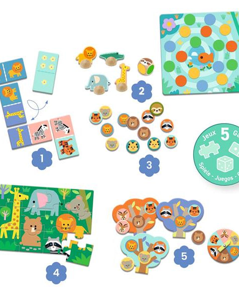 5 jeux - Animaux sauvages - Jeux éducatifs - Boutique LeoLudo - Djeco