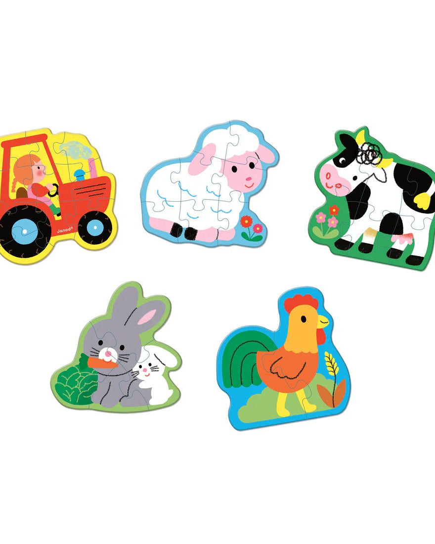 5 puzzles progressifs – La ferme -Casse-têtes- Boutique LeoLudo-Janod