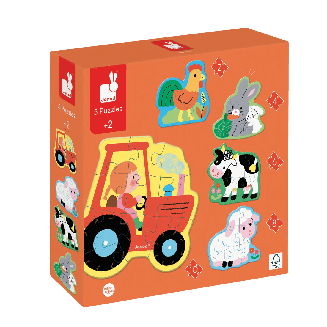 5 puzzles progressifs – La ferme -Casse-têtes- Boutique LeoLudo-Janod