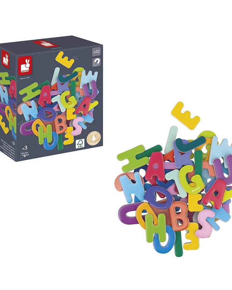52 lettres magnétiques (bois) - Jeux éducatifs - Boutique LeoLudo - Janod
