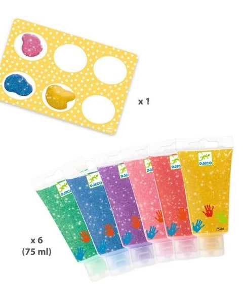 6 tubes de peintures à doigts - Paillettes - Art & bricolage - Boutique LeoLudo - Djeco