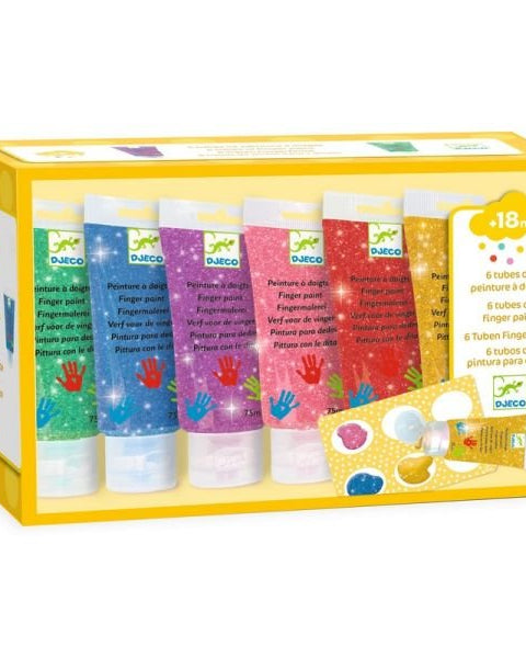 6 tubes de peintures à doigts - Paillettes - Art & bricolage - Boutique LeoLudo - Djeco