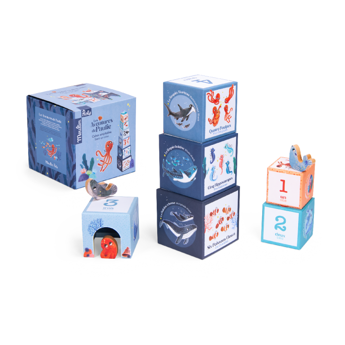 Cubes gigognes empilables Aventures de Paulie-Moulin Roty-Boutique LeoLudo