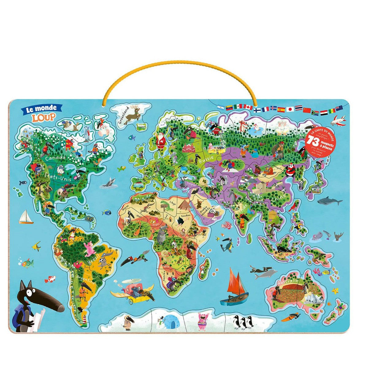 Puzzle magnétique Carte du monde avec Loup-Auzou-Boutique LeoLudo