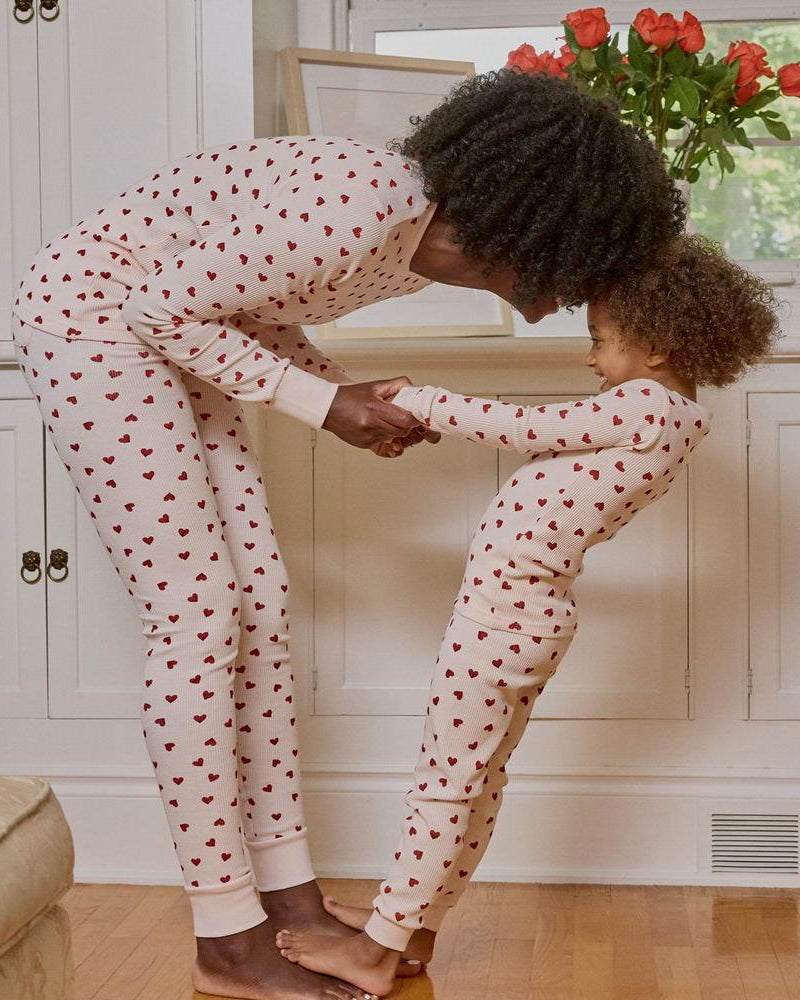 Pyjama 2-pcs rose - Coeurs gaufré (2-6) Vêtements- Boutique LeoLudo