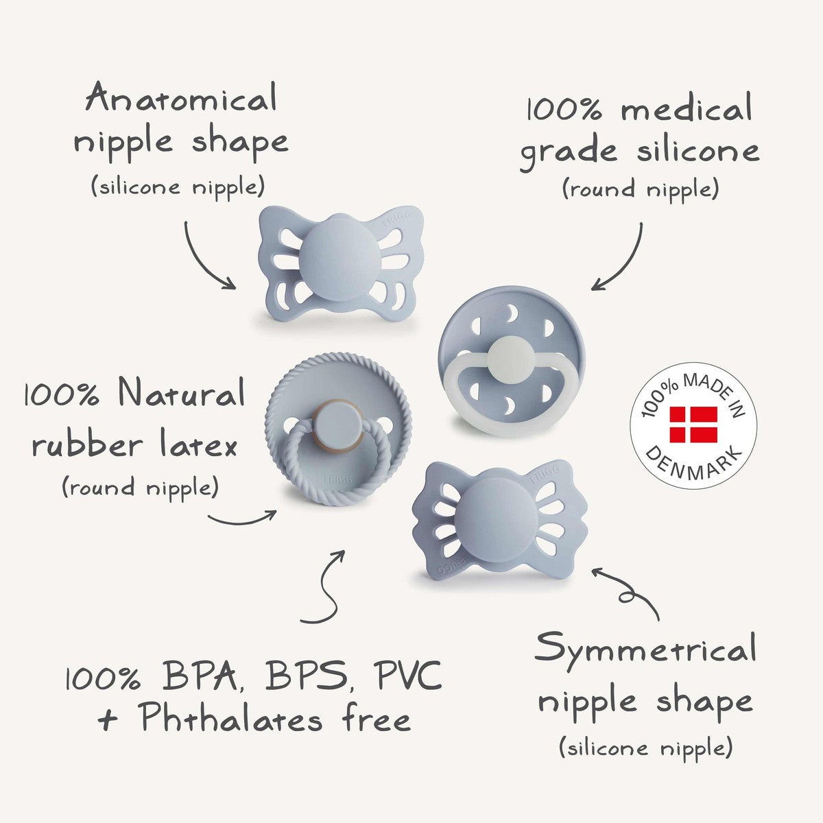 Lot de 4 suces FRIGG Moonlight Sailing - Bleu poudre (0-6 mois)-Mushie-Boutique LeoLudo