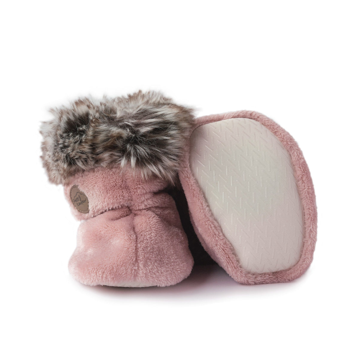 Bottines d'hiver en Minky avec fourrure pour bébé Rose - Petit Coulou - Boutique LeoLudo