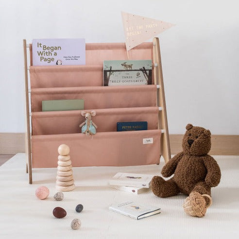 Bibliothèque pour enfant en tissu recyclé - Argile - 3 Sprouts - Boutique LeoLudo