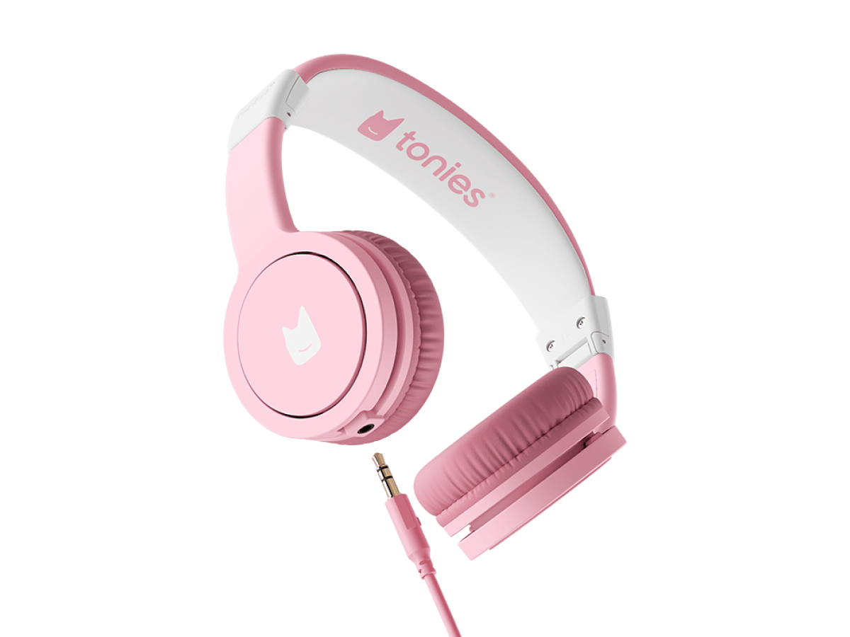 Écouteurs roses avec la Toniebox 2