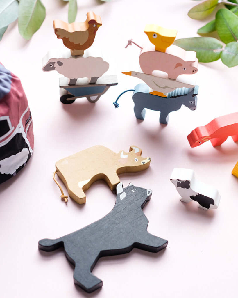 Animaux de la ferme à empiler - Jouets à trier & empiler - Boutique LeoLudo - Tender Leaf Toys