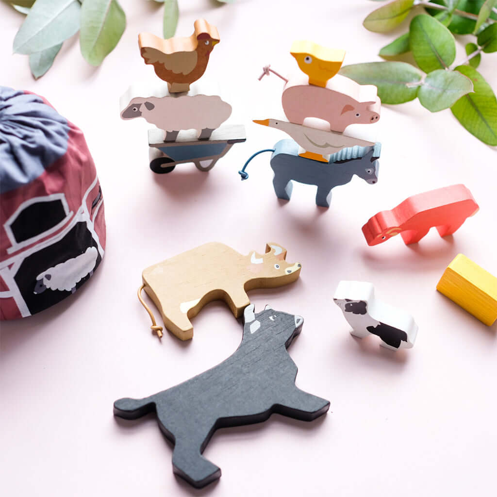 Animaux de la ferme à empiler - Jouets à trier & empiler - Boutique LeoLudo - Tender Leaf Toys