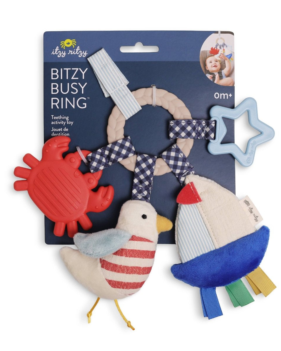 Anneau d’activités sensoriel bébé nautique – Bitzy Busy Ring - Jouets de dentition - Boutique LeoLudo - Itzy Ritzy Canada