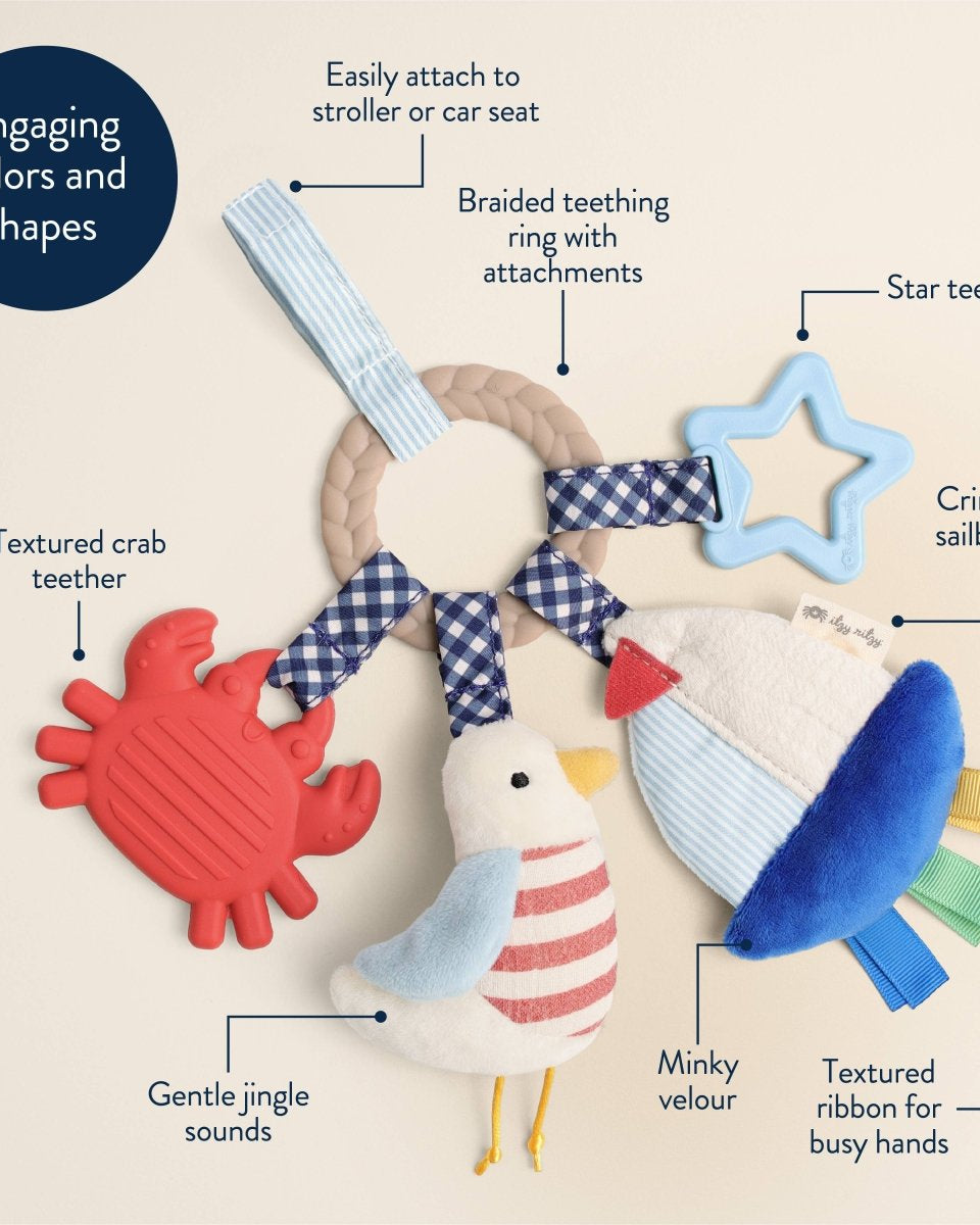Anneau d’activités sensoriel bébé nautique – Bitzy Busy Ring - Jouets de dentition - Boutique LeoLudo - Itzy Ritzy Canada