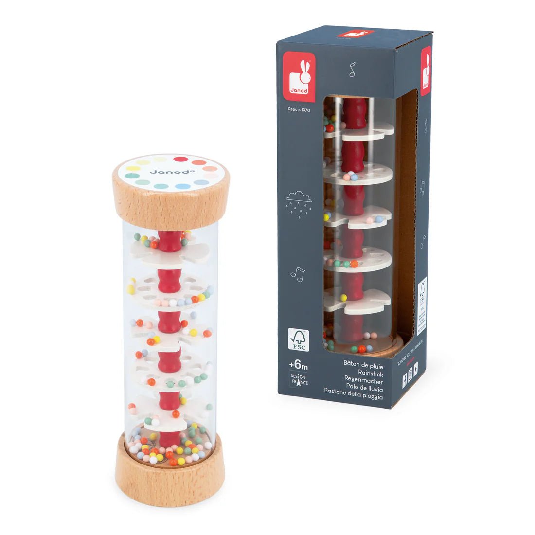 Baton de pluie en bois Confetti - Jouets d'éveil - Boutique LeoLudo - Janod