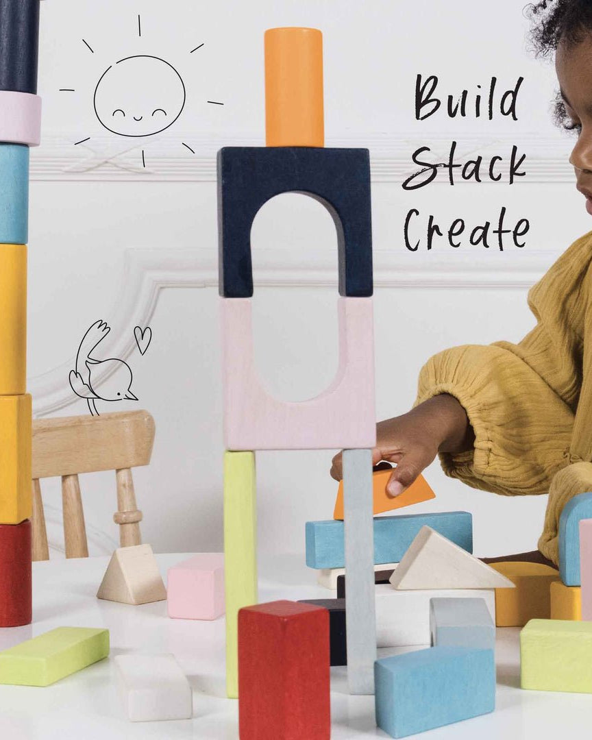 Blocs de construction en bois (60 pcs) - Jeux de construction - Boutique LeoLudo - Le Toy Van