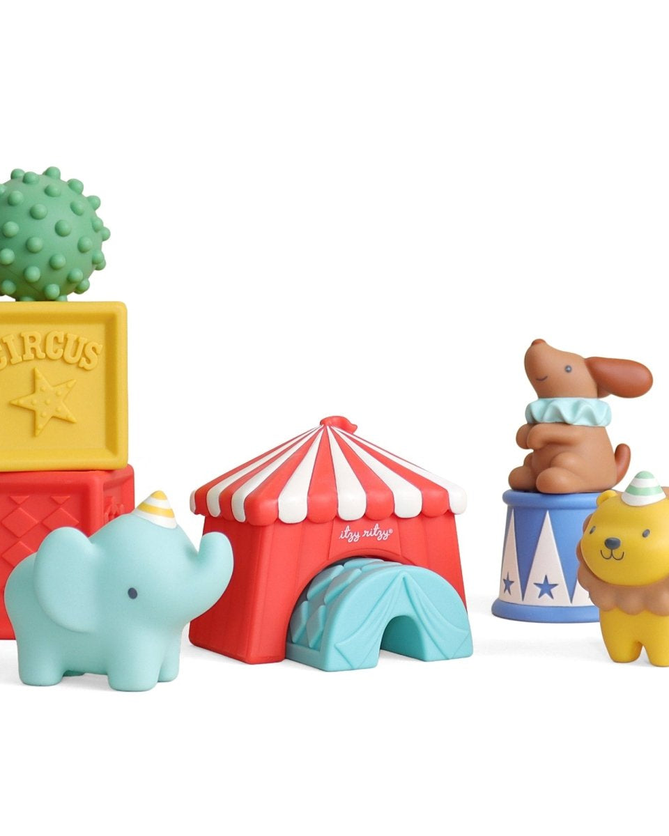 Blocs sensoriels bébé à empiler – Itzy Blocks™ Cirque -Jouets d'éveil- Boutique LeoLudo-Itzy Ritzy Canada