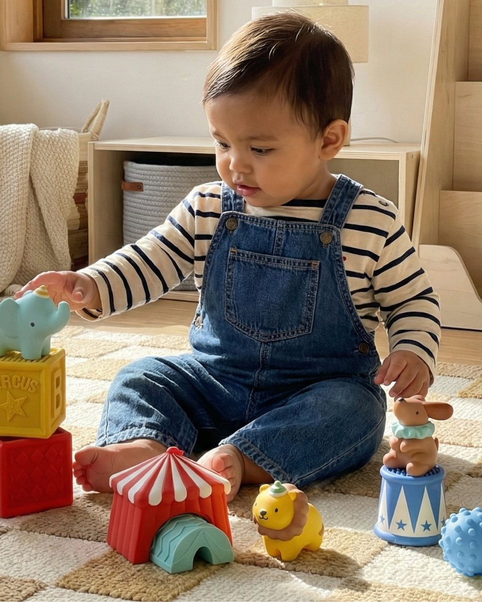 Blocs sensoriels bébé à empiler – Itzy Blocks™ Cirque -Jouets d'éveil- Boutique LeoLudo-Itzy Ritzy Canada