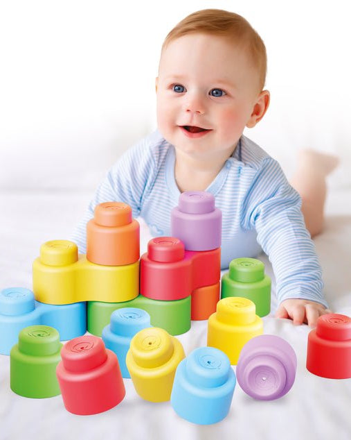 Blocs sensoriels sonores Momy Soft Happy Sound – 18 pièces - Jeux de construction - Boutique LeoLudo - Quercetti