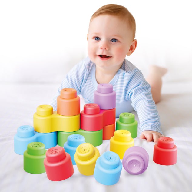 Blocs sensoriels sonores Momy Soft Happy Sound – 18 pièces - Jeux de construction - Boutique LeoLudo - Quercetti