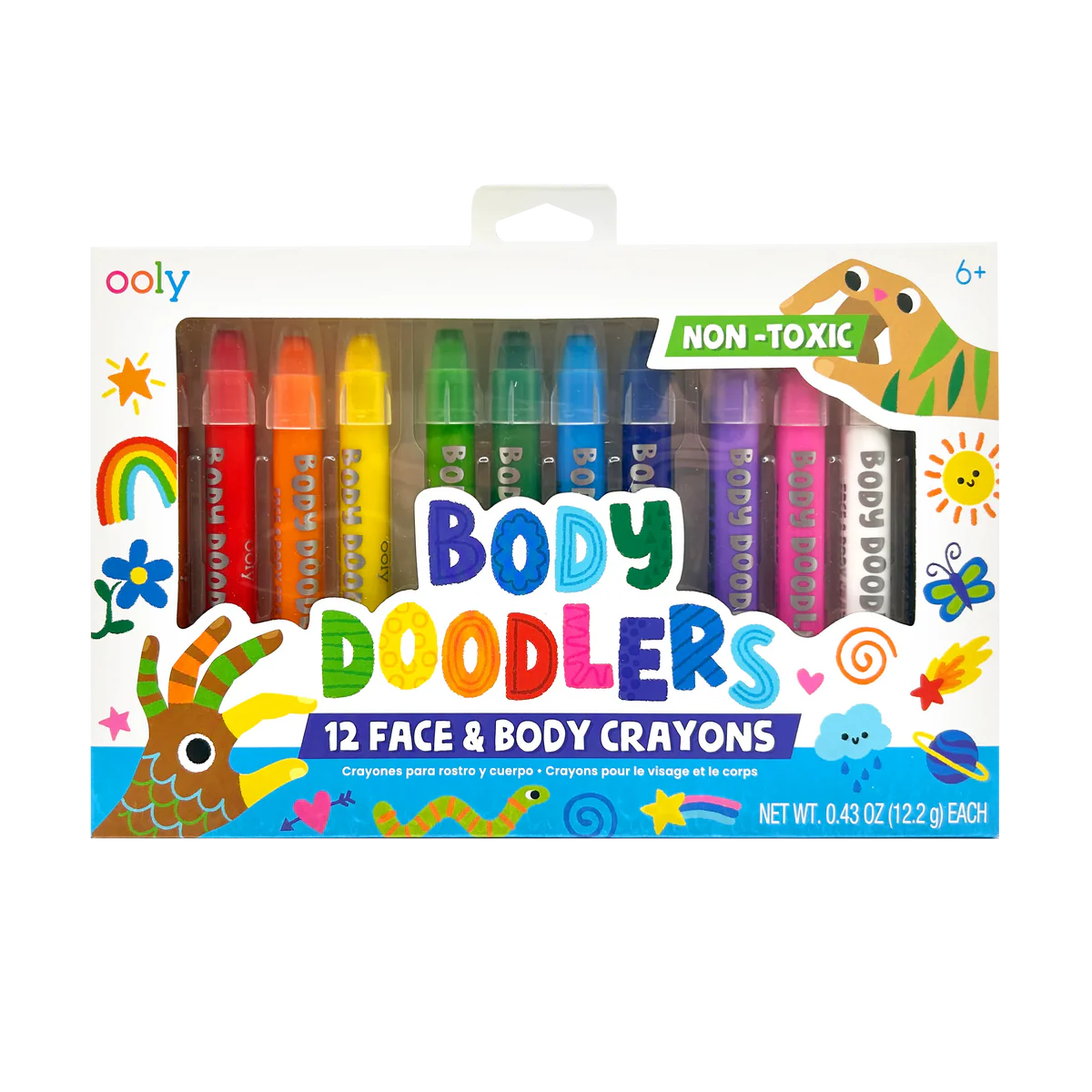 Body Doodlers – Crayons pour le visage et le corps (12 couleurs) - Art & bricolage - Boutique LeoLudo - OOLY