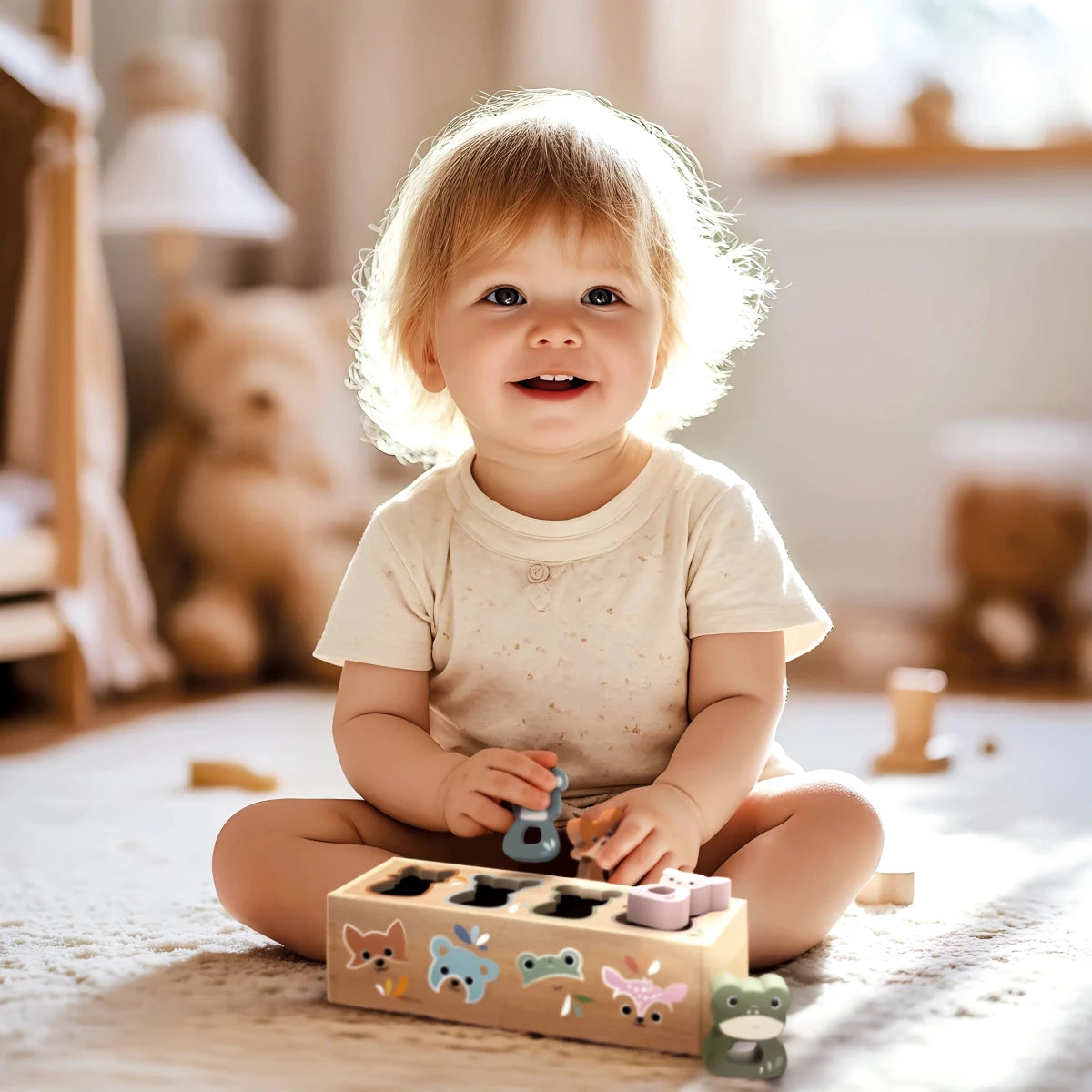 Boîte à formes animaux en bois - Jouet en bois - Boutique LeoLudo - Speedy Monkey