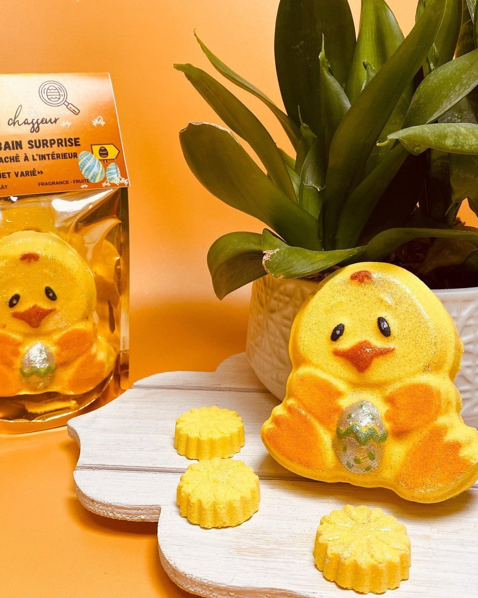 Bombe de bain surprise - Poussin chasseur - Pour le bain - Boutique LeoLudo - La Fabrik