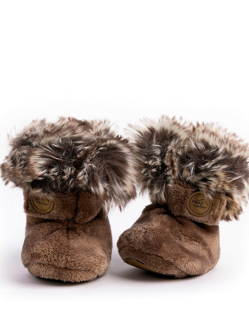 Bottines d'hiver en Minky avec fourrure pour bébé (0-12m) -Accessoires vestimentaires- Boutique LeoLudo-Petit Coulou