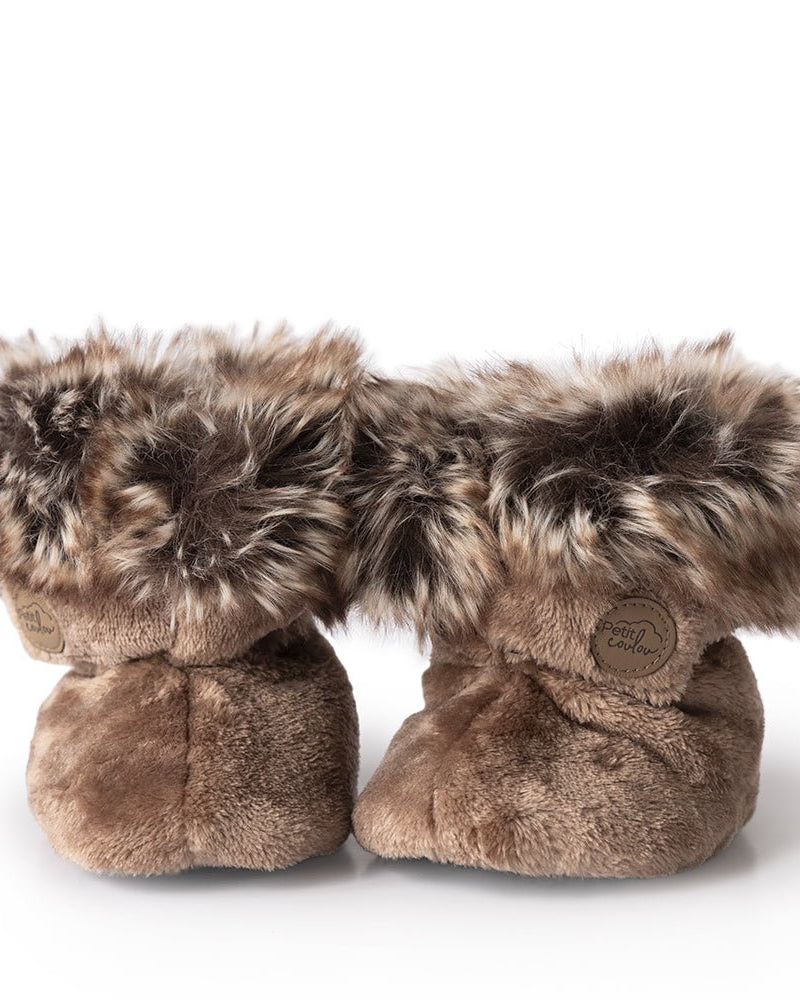 Bottines d'hiver en Minky avec fourrure pour bébé (0-12m) -Accessoires vestimentaires- Boutique LeoLudo-Petit Coulou