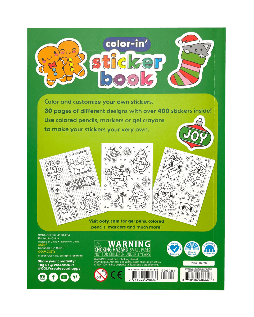 Cahier d'autocollants à colorier Stickiville - Jolly Cheer Doodles (400+ autocollants) -Art & bricolage- Boutique LeoLudo-OOLY