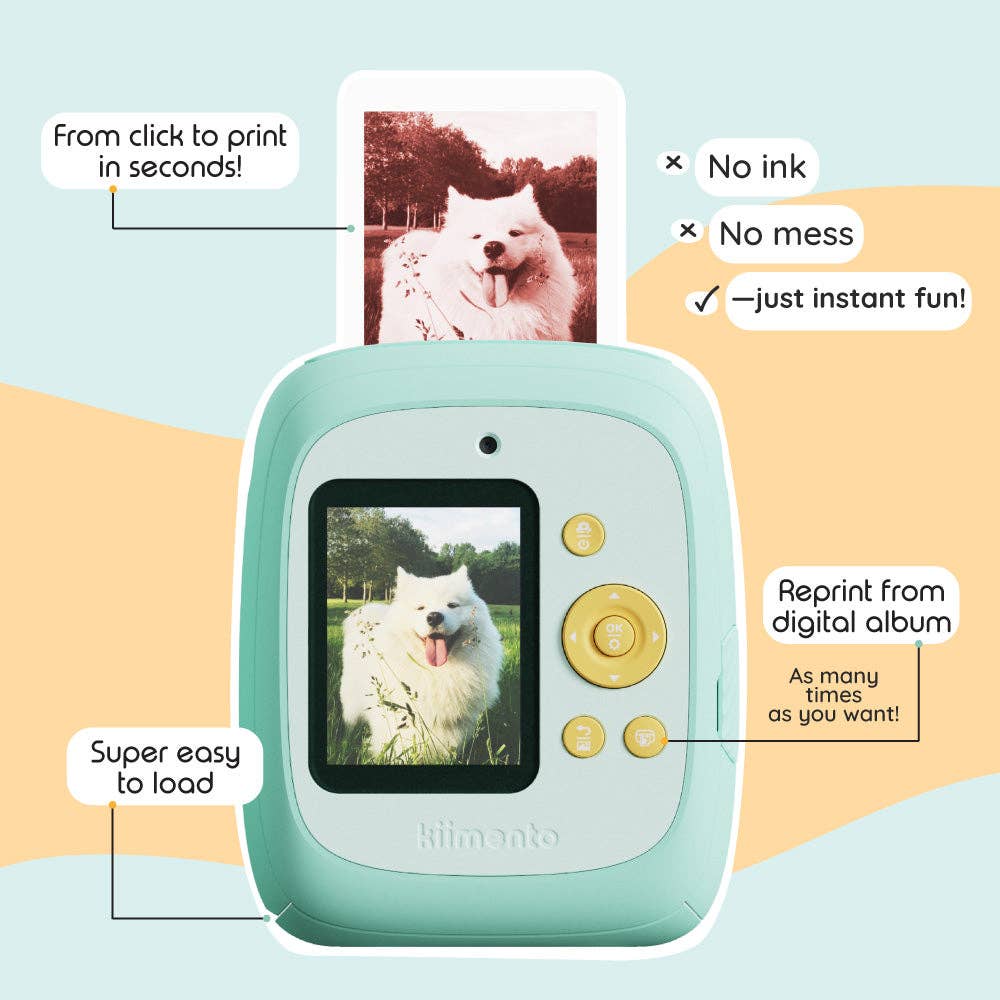 CamΓ©ra InstantanΓ©e Kiimento Print Pro β ModΓ¨le P2 Menthe - Jeux Γ©lectroniques - Boutique LeoLudo - kiimento (formerly Kidamento)
