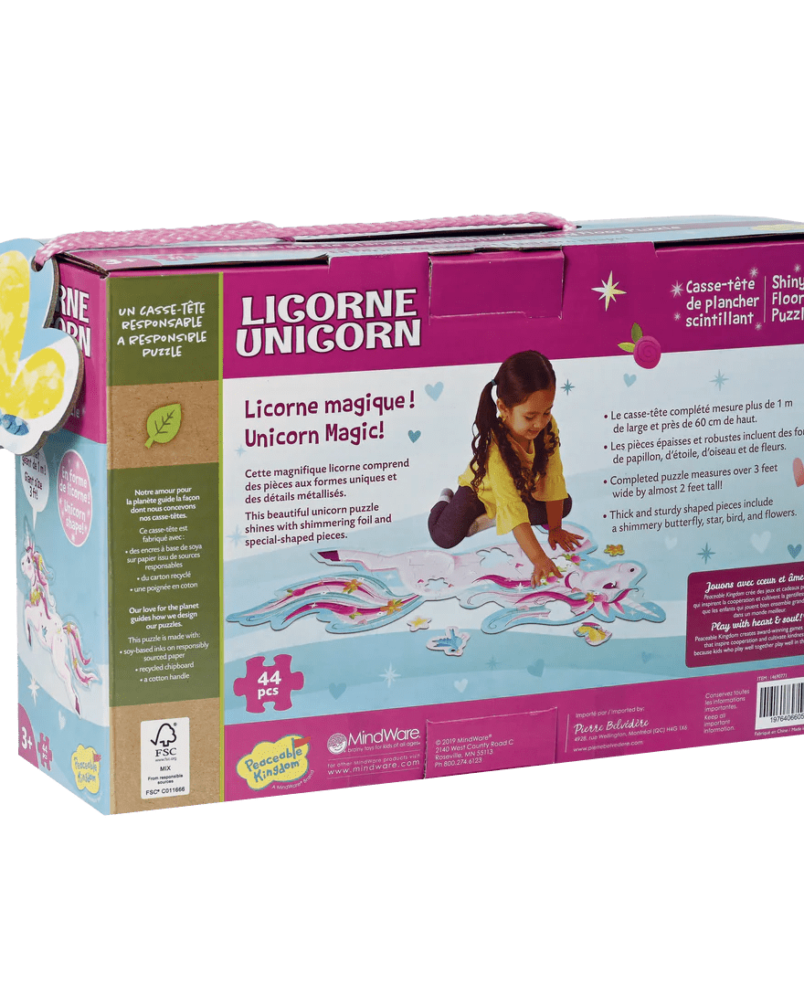 Casse-tête de plancher scintillant – Licorne (44 pcs) -Casse-têtes- Boutique LeoLudo-Peaceable Kingdom