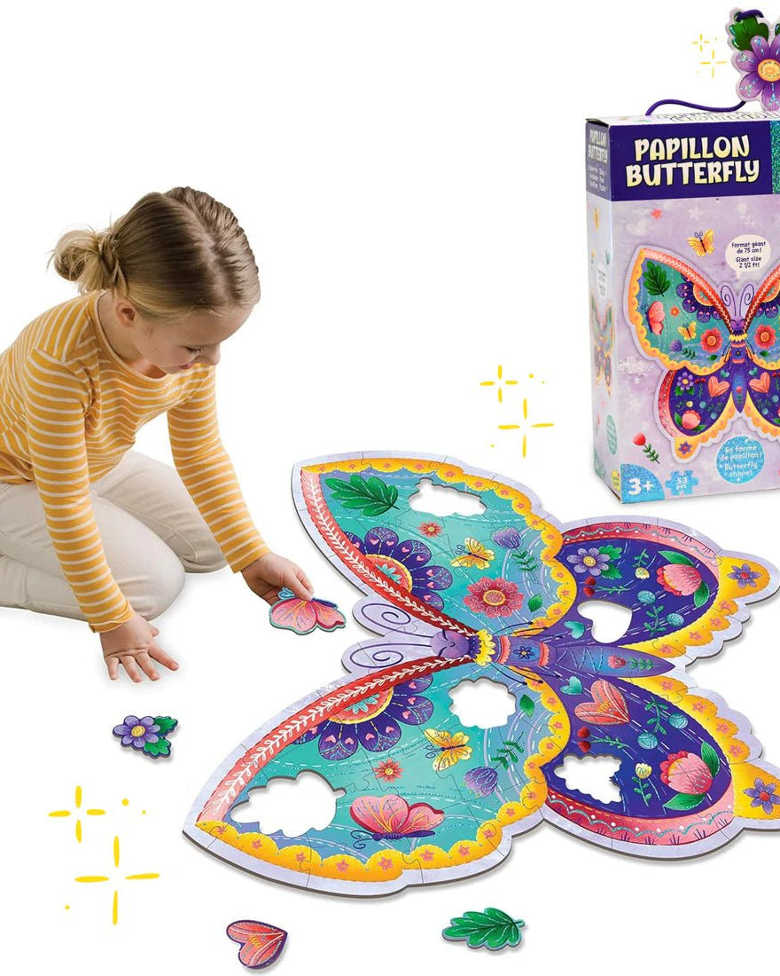 Casse-tête de plancher scintillant – Papillon (53 pcs) -Casse-têtes- Boutique LeoLudo-Peaceable Kingdom