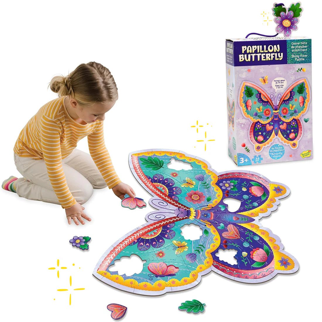 Casse-tête de plancher scintillant – Papillon (53 pcs) -Casse-têtes- Boutique LeoLudo-Peaceable Kingdom