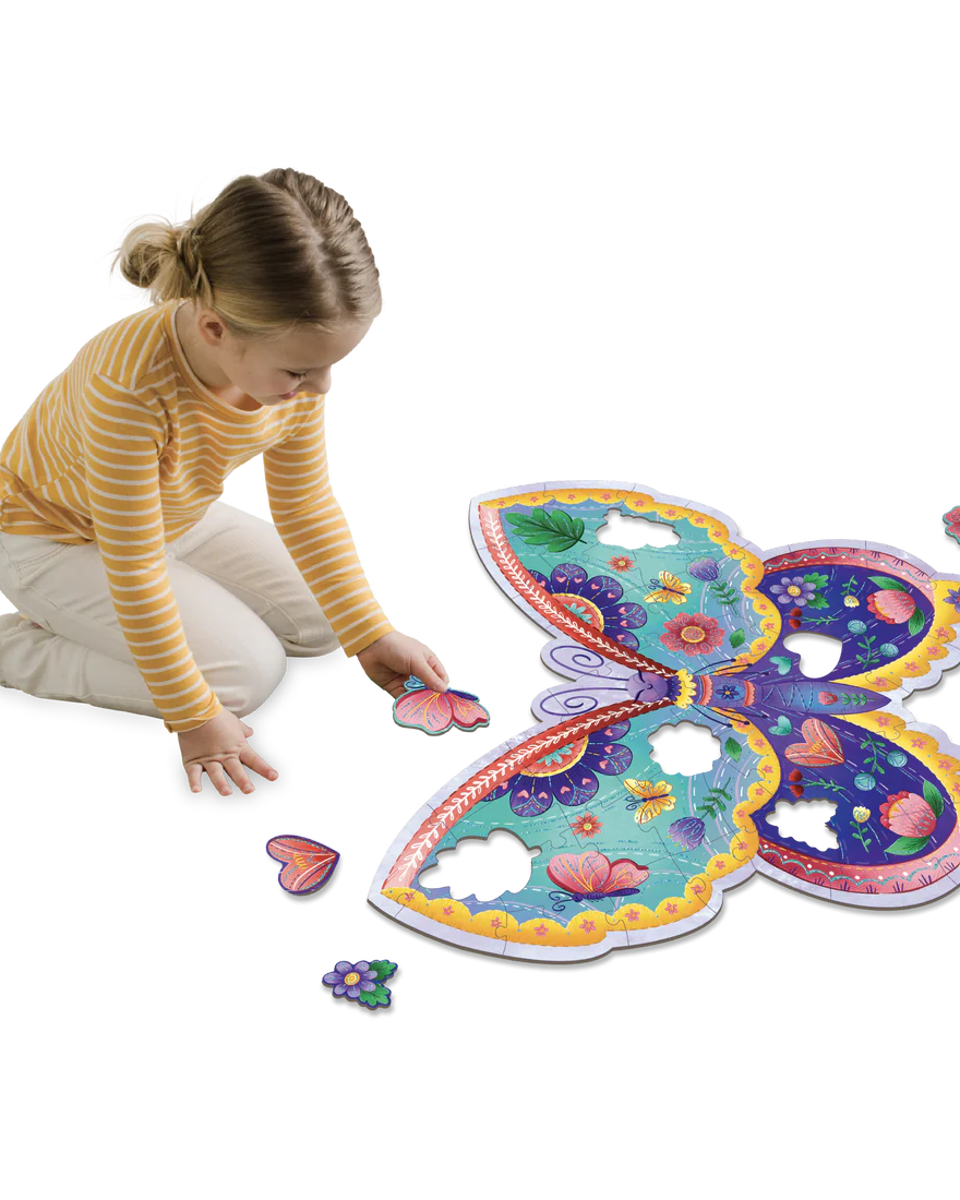 Casse-tête de plancher scintillant – Papillon (53 pcs) -Casse-têtes- Boutique LeoLudo-Peaceable Kingdom