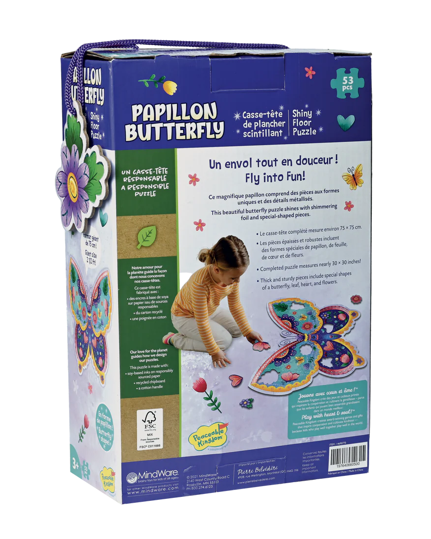 Casse-tête de plancher scintillant – Papillon (53 pcs) -Casse-têtes- Boutique LeoLudo-Peaceable Kingdom