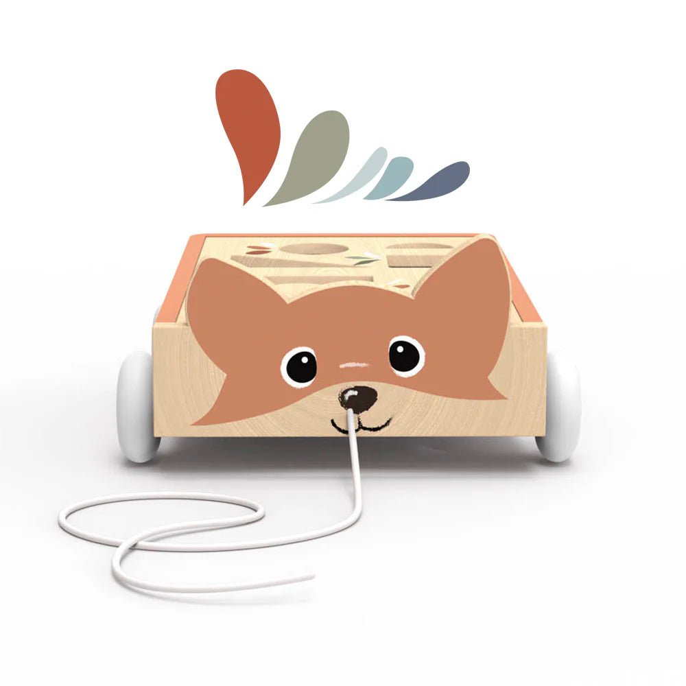 Chariot de blocs renard en bois - Jouets d'éveil - Boutique LeoLudo - Speedy Monkey