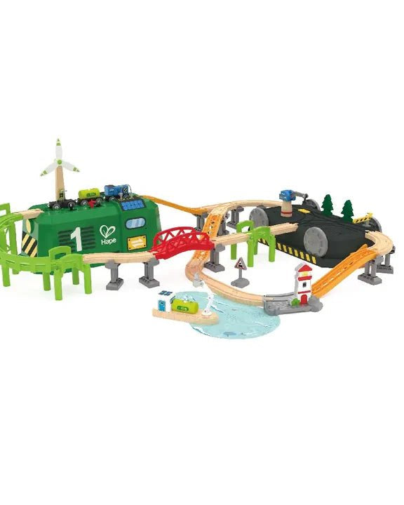 Circuit de train écologique avec boîte de rangement - Ensembles de jeu - Boutique LeoLudo - Hape