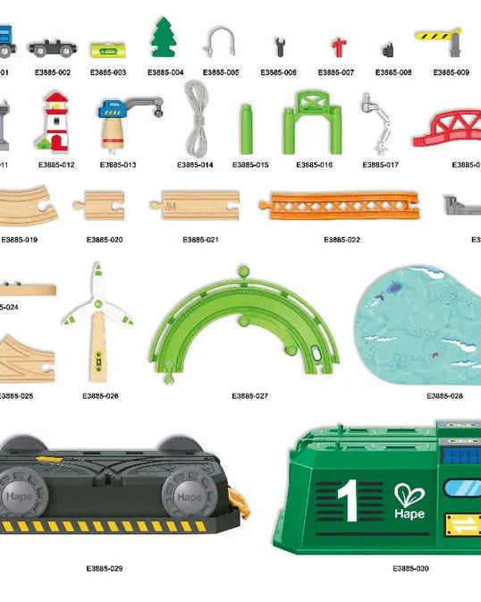 Circuit de train écologique avec boîte de rangement - Ensembles de jeu - Boutique LeoLudo - Hape