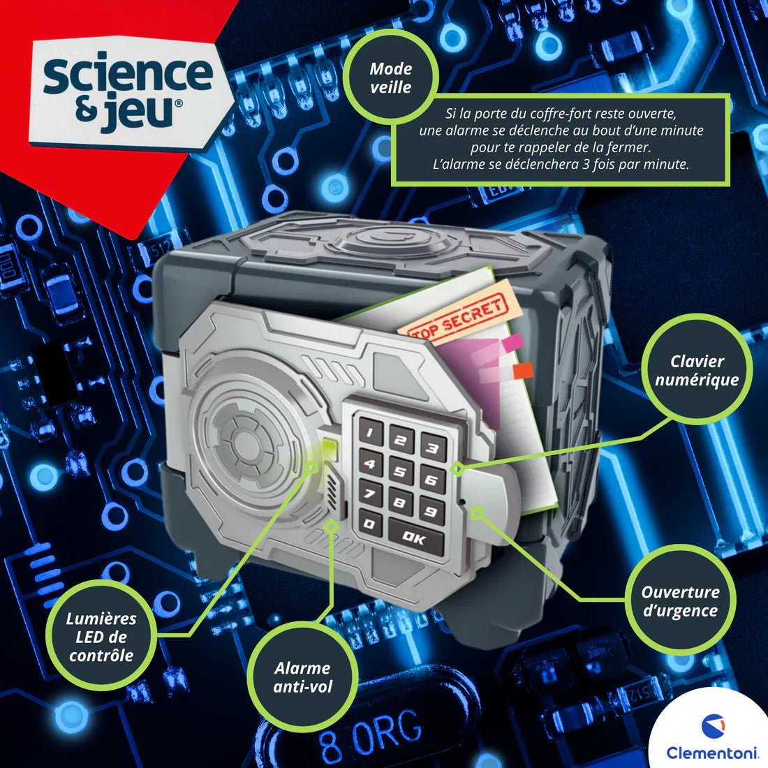 Coffre - fort digital - Jeux scientifiques - Boutique LeoLudo - Clementoni