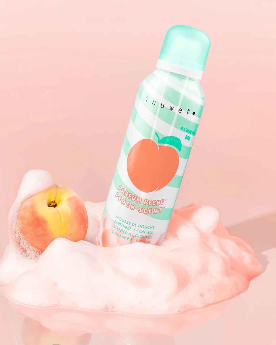 Coffret Bubble Peach – Mousse de douche pêche, éponge fruit & chouchou Inuwet - Pour le bain - Boutique LeoLudo - inuwet