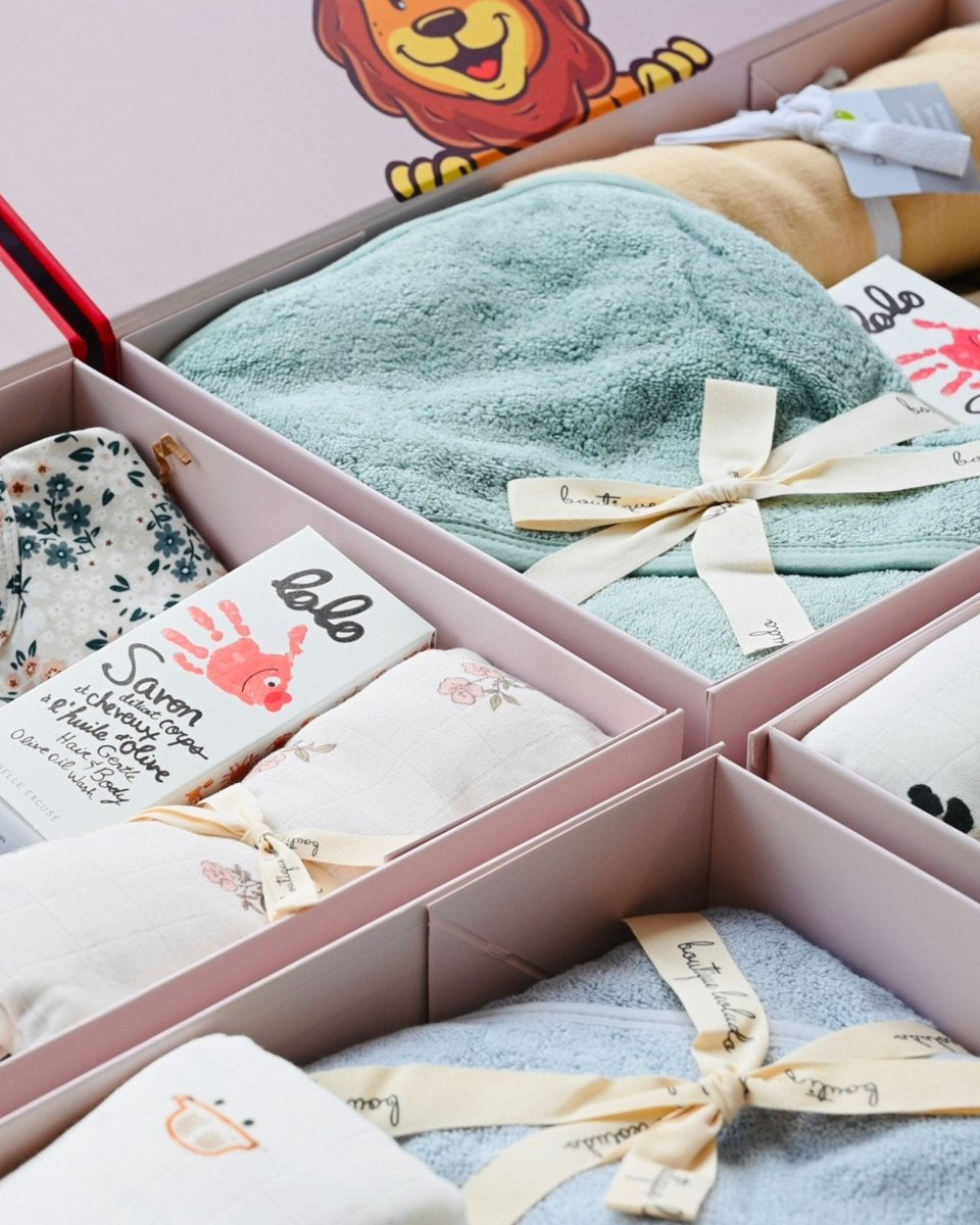 Coffret cadeau de naissance et shower de bébé -Ensembles cadeaux- Boutique LeoLudo-LeoLudo