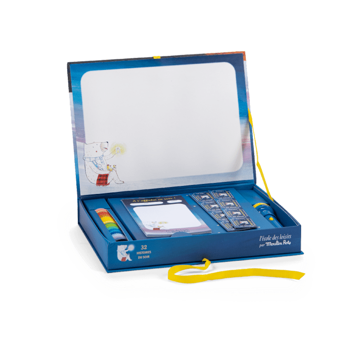 Coffret cinéma L'école des loisirs: 32 histoires du soir - Lampes à histoire - Boutique LeoLudo - Moulin Roty