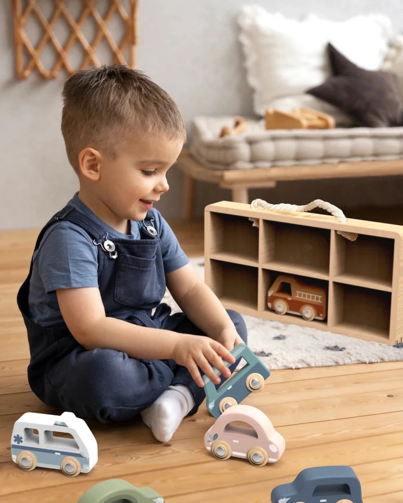 Coffret de 6 petites voitures en bois - Véhicules de jeu - Boutique LeoLudo - Speedy Monkey