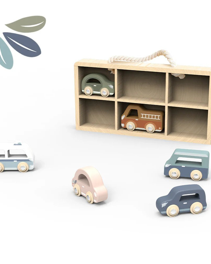 Coffret de 6 petites voitures en bois - Véhicules de jeu - Boutique LeoLudo - Speedy Monkey